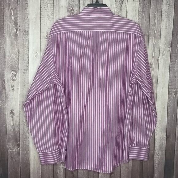 Gap Factory Purple & White Striped Chambray Long Sleeve Button Down Shirt - Picture 3 of 7